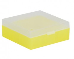 Cryo cső tároló doboz PP sárga 133x133mm mag 52mm