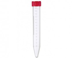 Centrifugacső, piros kupak, kúpos, steril, 15ml, 150db/csom