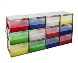 Cryo doboz tároló rendszer 1x11 fh acél tartók egy oszlopos függőleges